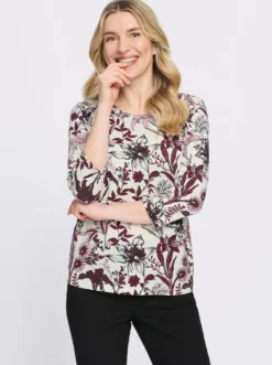 Rundhalsshirt mit floralem Muster