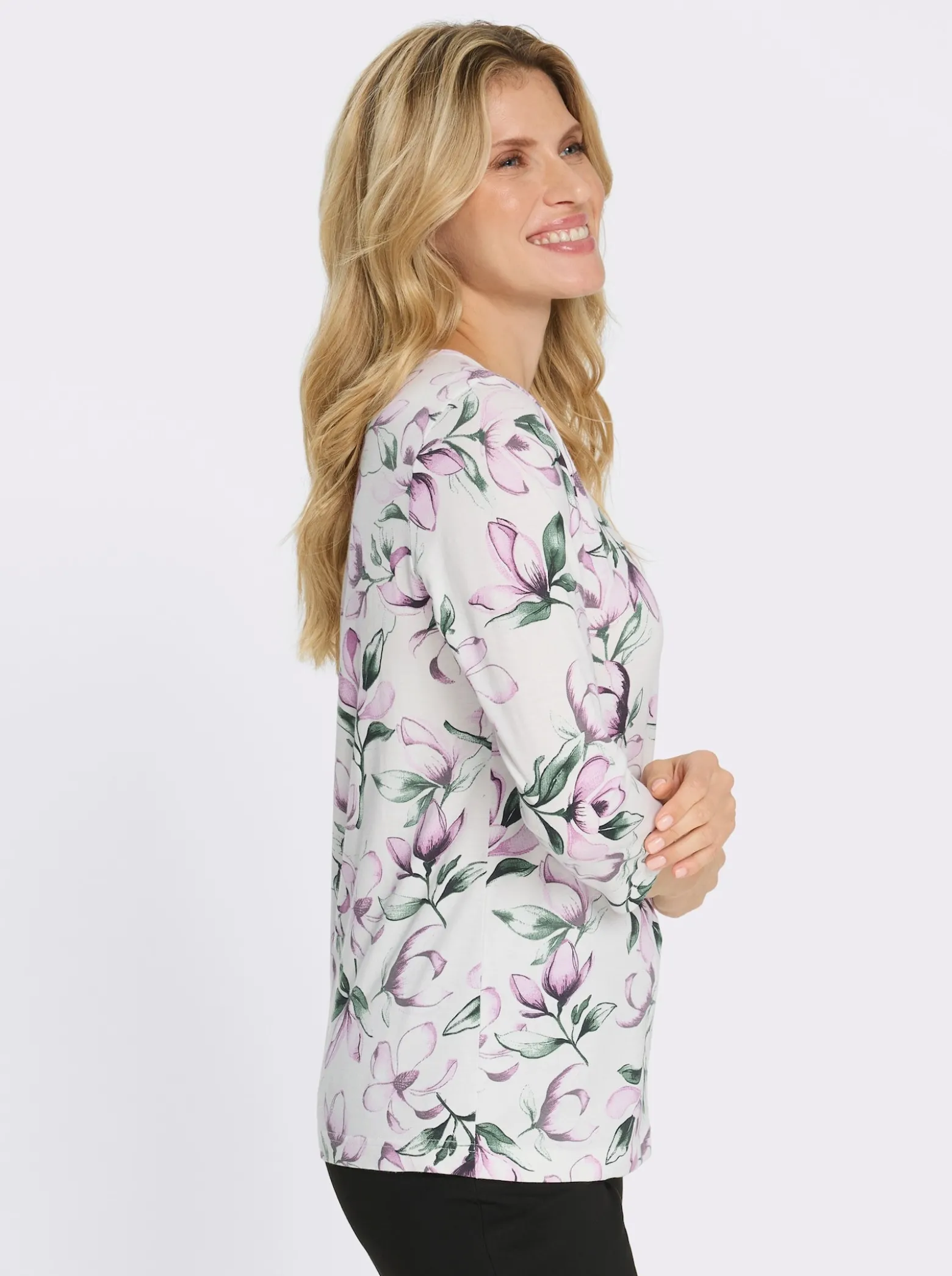 Rundhalsshirt mit floralem Muster