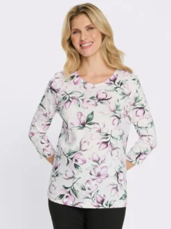 Rundhalsshirt mit floralem Muster
