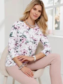 Rundhalsshirt mit floralem Muster