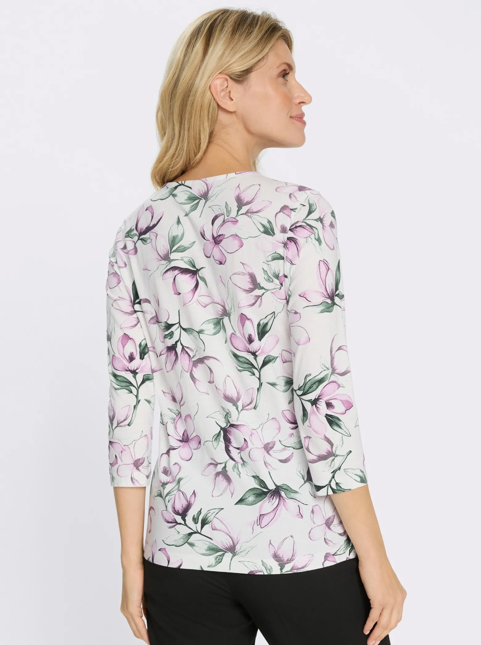 Rundhalsshirt mit floralem Muster