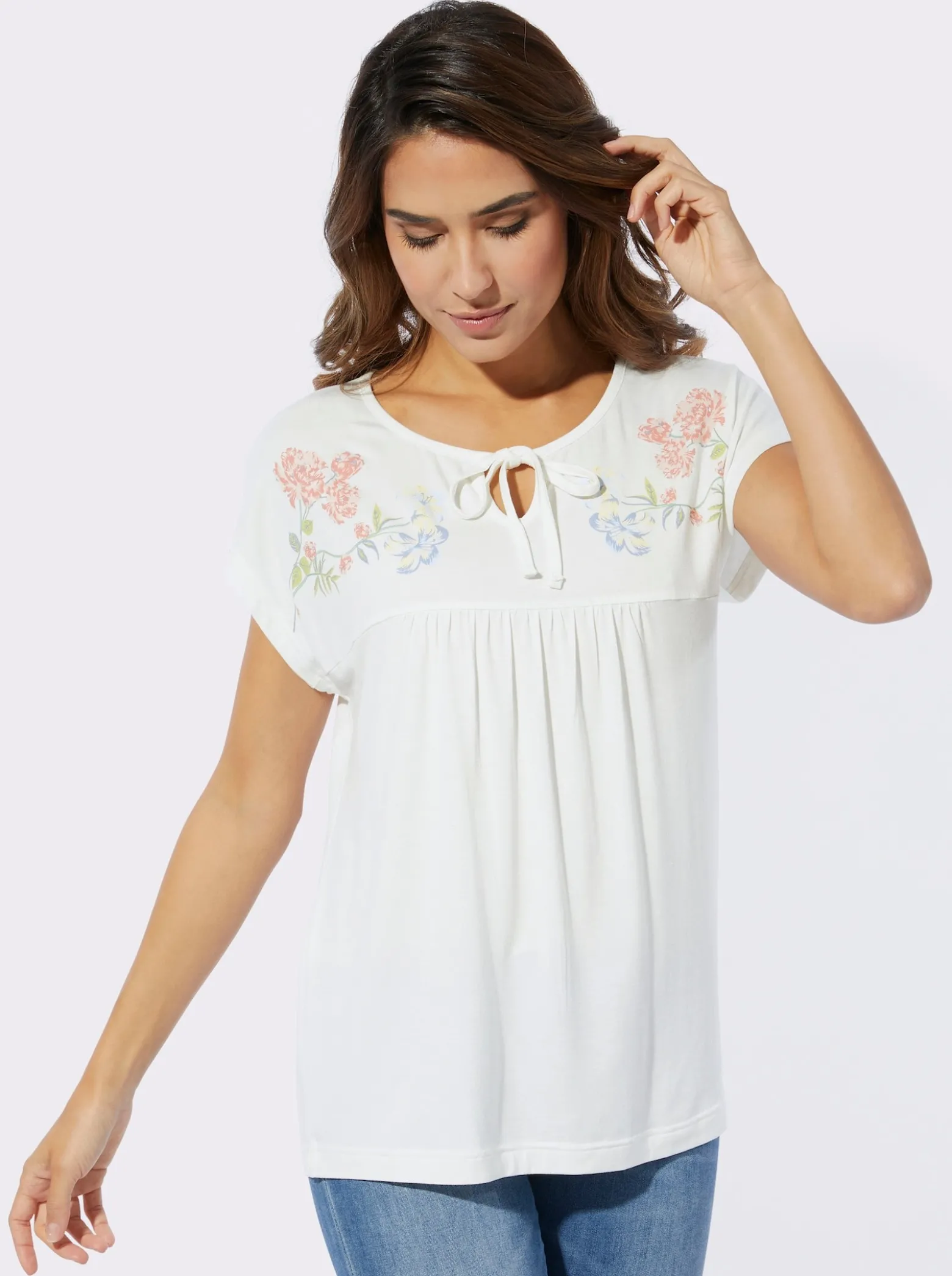 Rundhalsshirt mit floralem Print