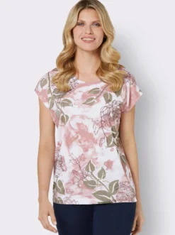 Rundhalsshirt mit Foliendruck, Viskose
