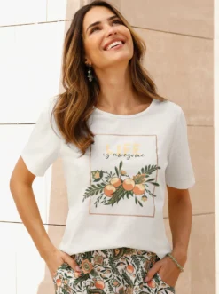 Rundhalsshirt mit Früchte-Print