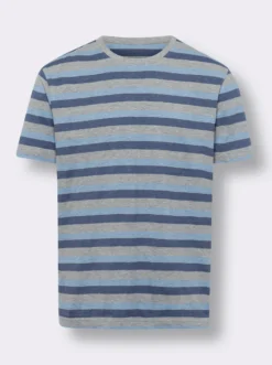 Rundhalsshirt mit garngefärbtem Ringel-Muster