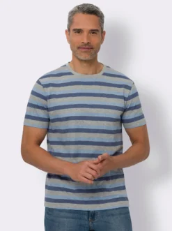 Rundhalsshirt mit garngefärbtem Ringel-Muster