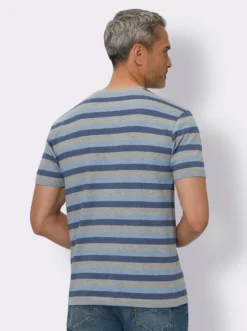 Rundhalsshirt mit garngefärbtem Ringel-Muster
