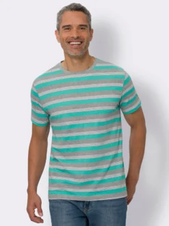 Rundhalsshirt mit garngefärbtem Ringel-Muster