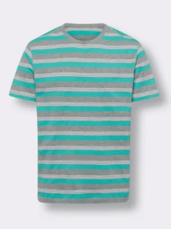 Rundhalsshirt mit garngefärbtem Ringel-Muster