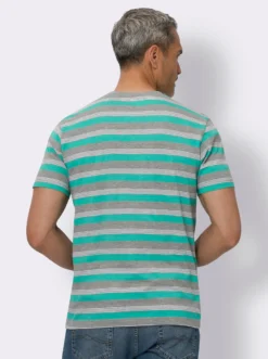 Rundhalsshirt mit garngefärbtem Ringel-Muster