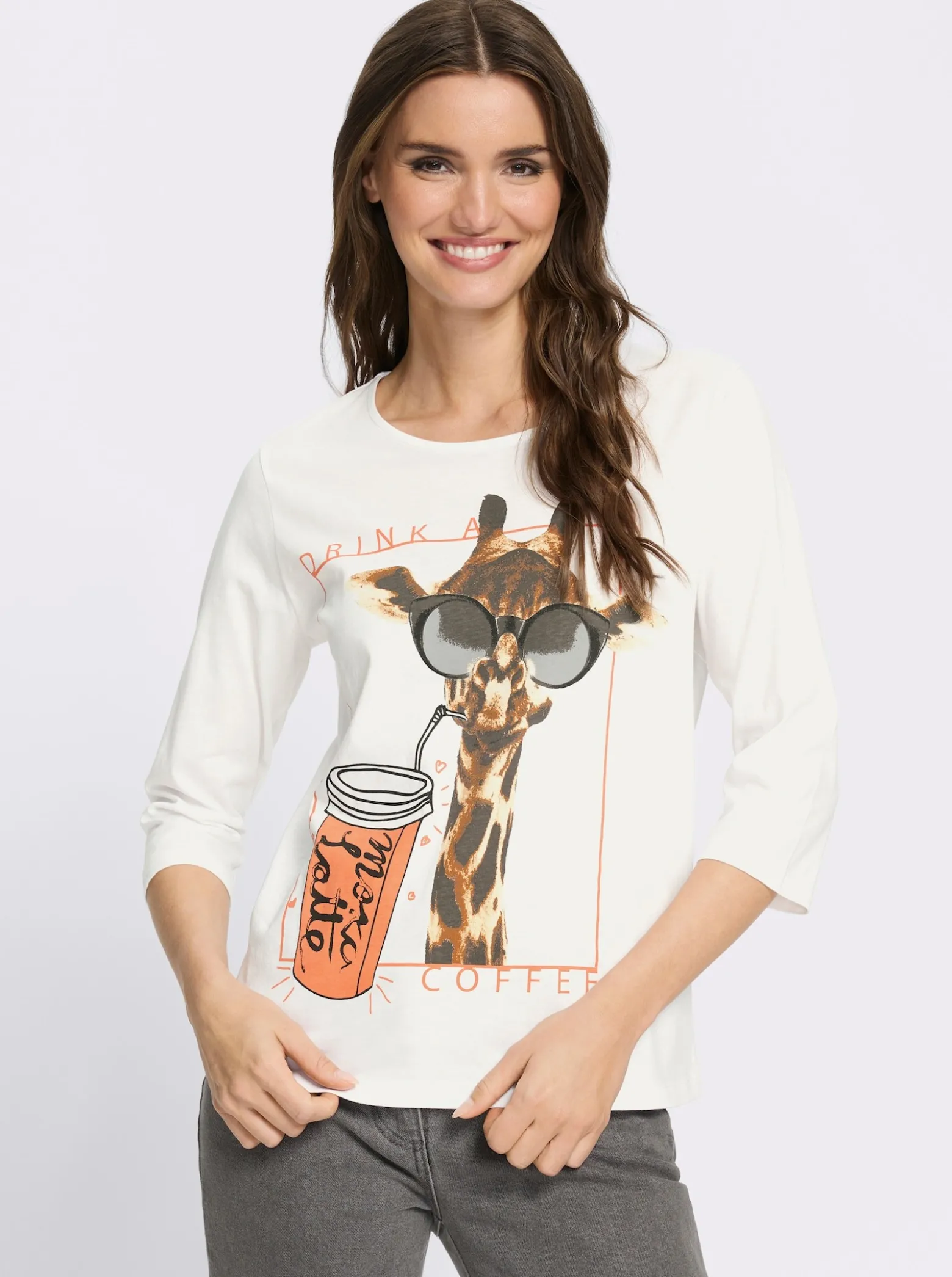 Rundhalsshirt mit Giraffen-Print