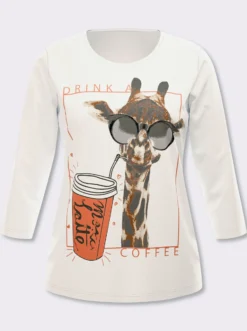 Rundhalsshirt mit Giraffen-Print