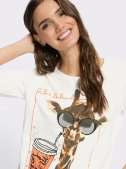 Rundhalsshirt mit Giraffen-Print