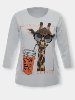 Rundhalsshirt mit Giraffen-Print