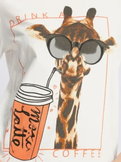 Rundhalsshirt mit Giraffen-Print