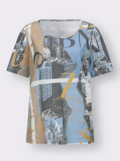 Rundhalsshirt mit Glitzerdruck