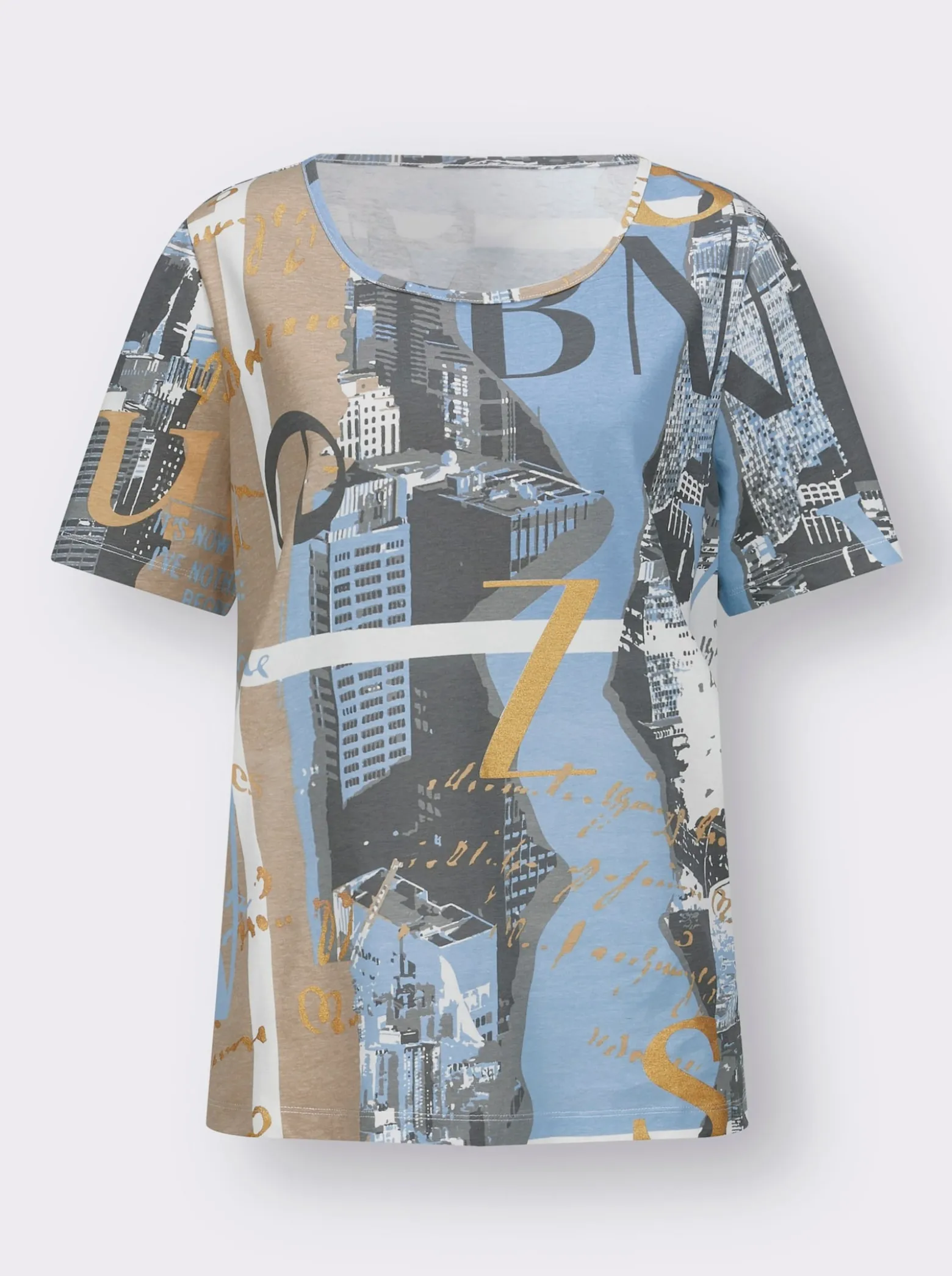 Rundhalsshirt mit Glitzerdruck
