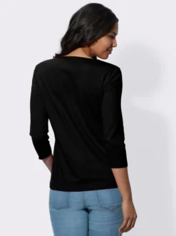 Rundhalsshirt mit glitzerndem Folien-Druck