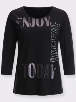 Rundhalsshirt mit glitzerndem Folien-Druck