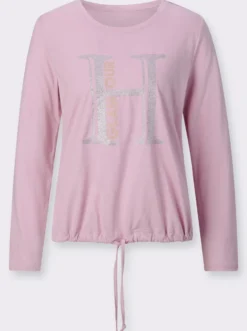 Rundhalsshirt mit Glitzer-Print