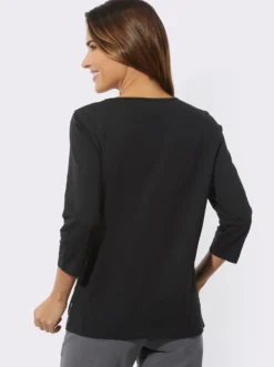 Rundhalsshirt mit Hahnentritt und Folienprint