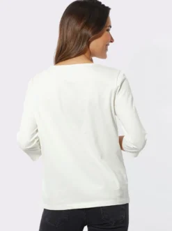 Rundhalsshirt mit Hahnentritt und Folienprint