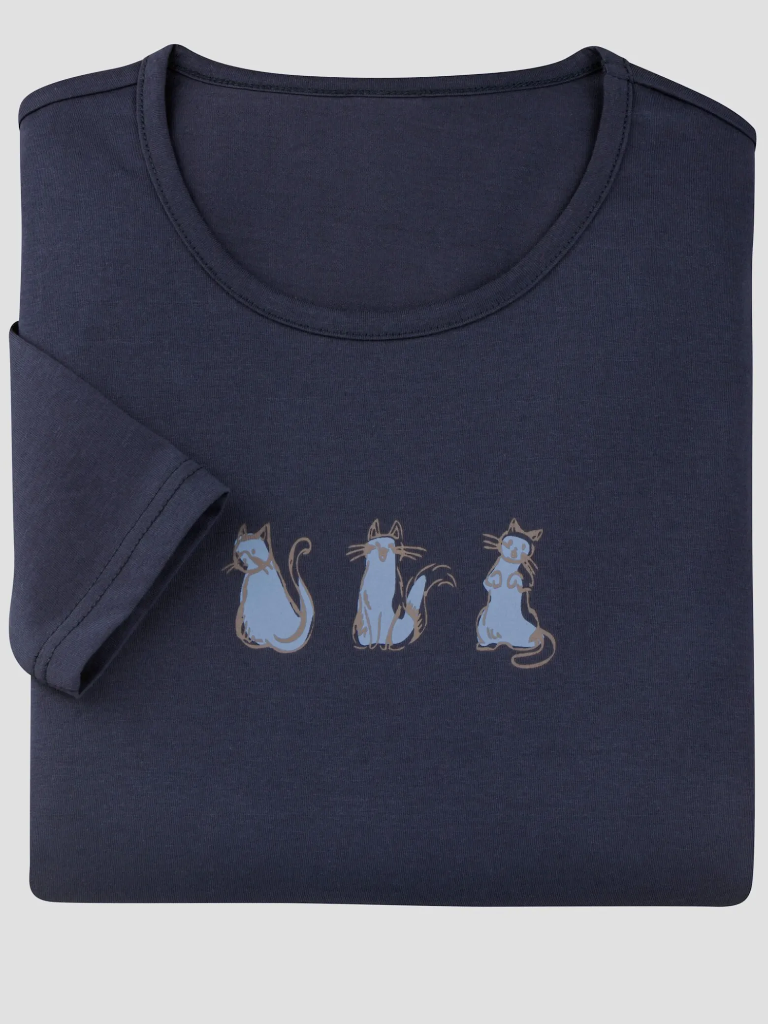 Rundhalsshirt mit Katzen-Motiv