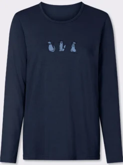 Rundhalsshirt mit Katzen-Motiv