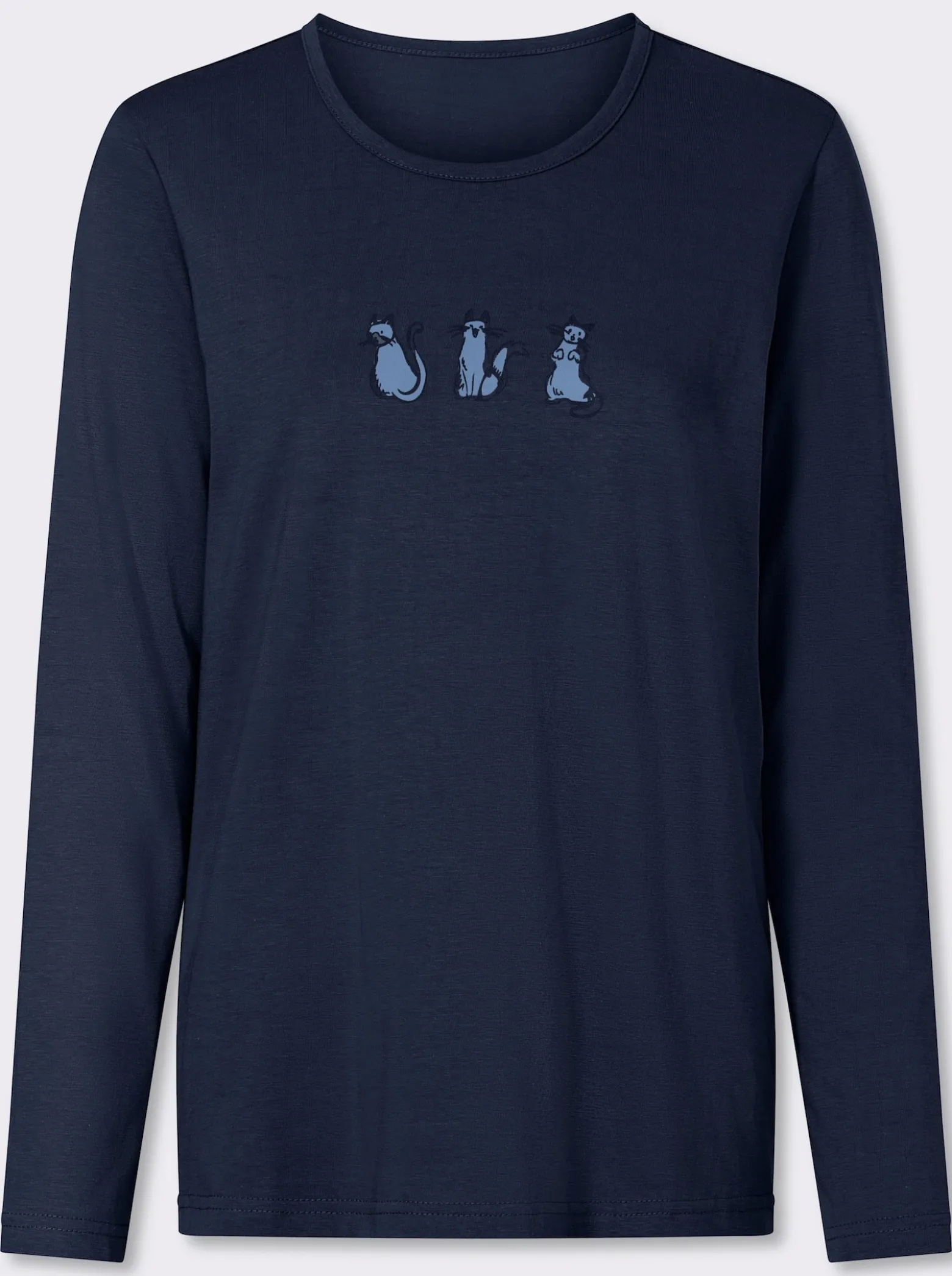 Rundhalsshirt mit Katzen-Motiv