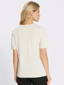 Rundhalsshirt mit Kontrast-Paspel am Ausschnitt