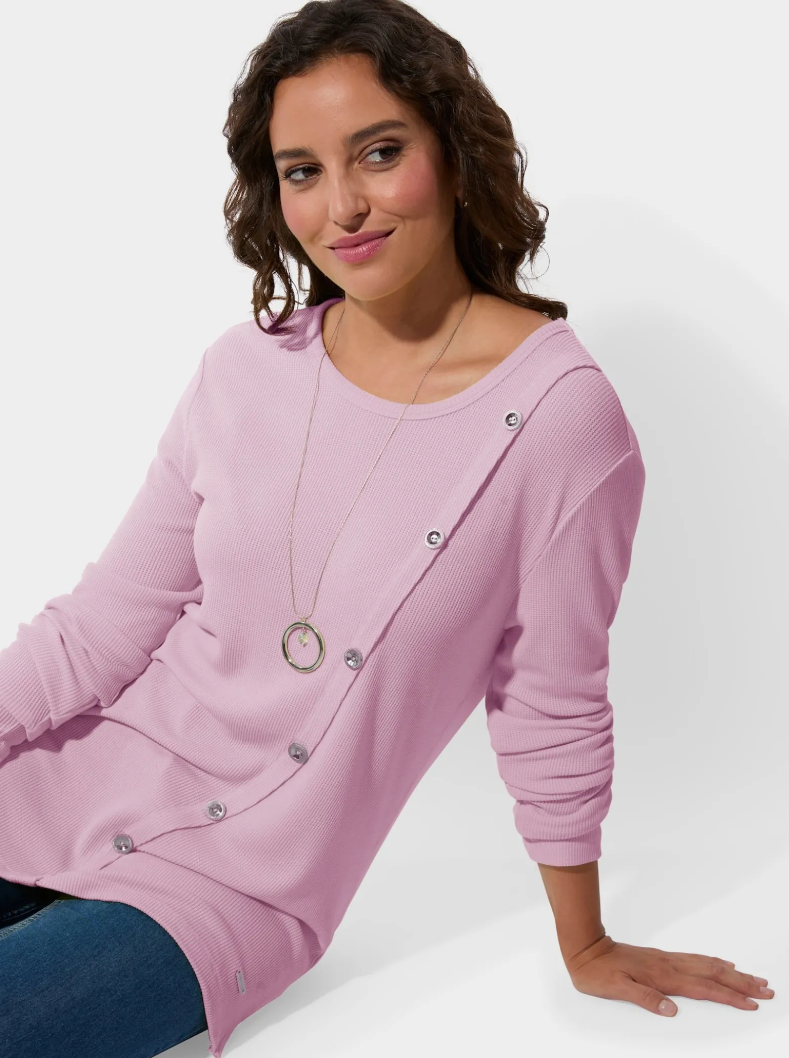Rundhalsshirt mit langen Ärmeln