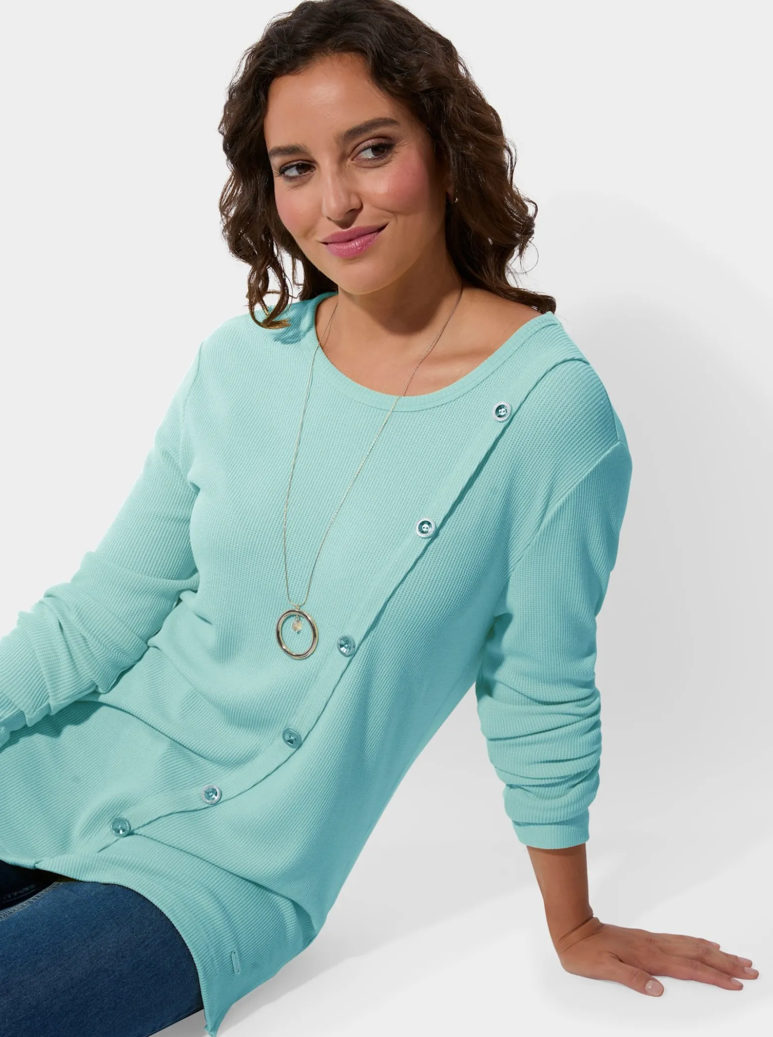 Rundhalsshirt mit langen Ärmeln