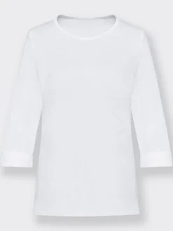 Rundhalsshirt mit 3/4-langen Ärmeln