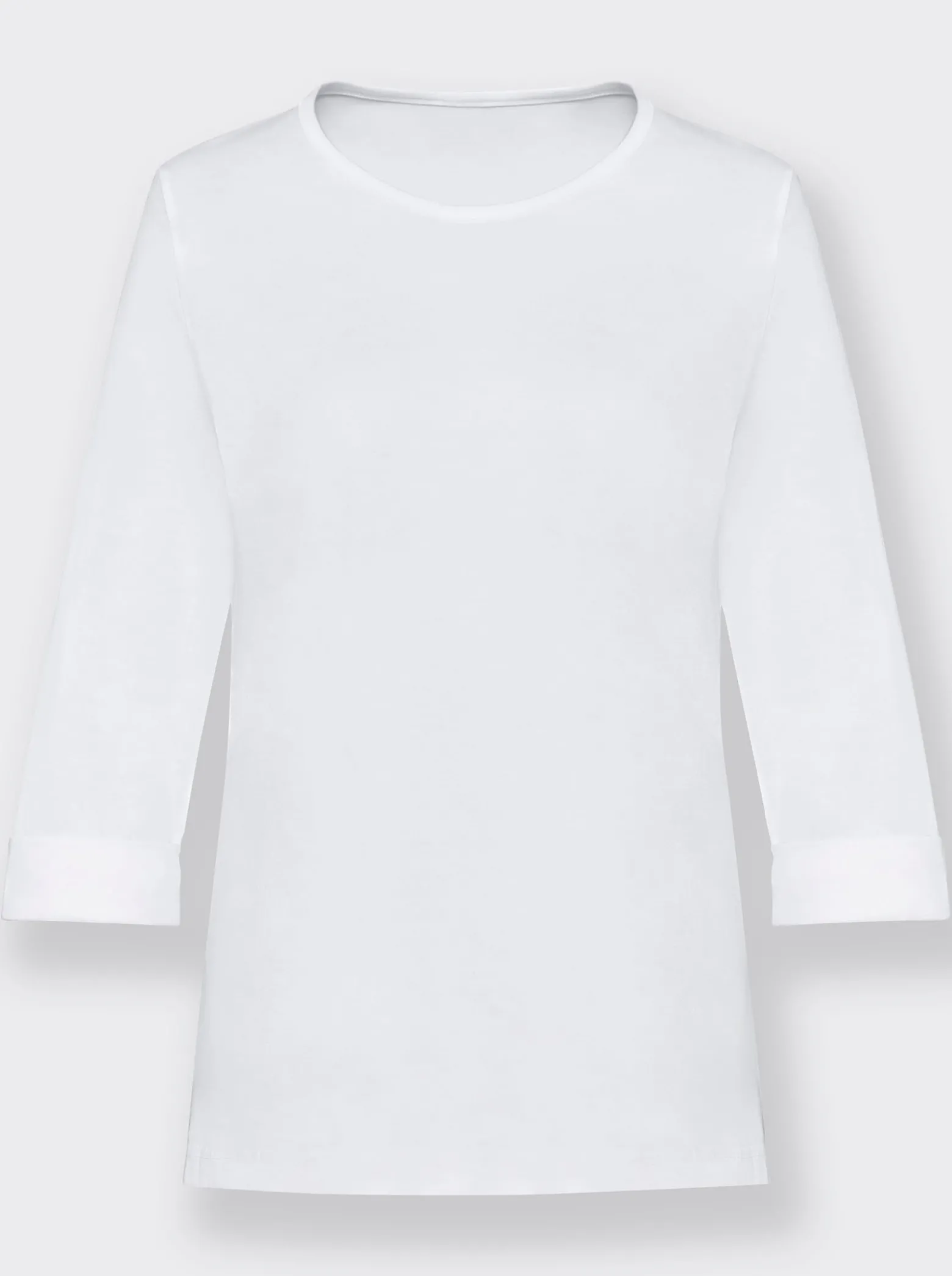 Rundhalsshirt mit 3/4-langen Ärmeln