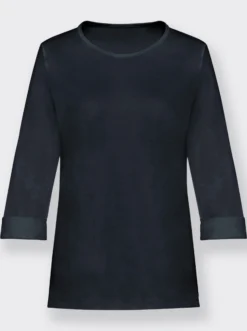 Rundhalsshirt mit 3/4-langen Ärmeln