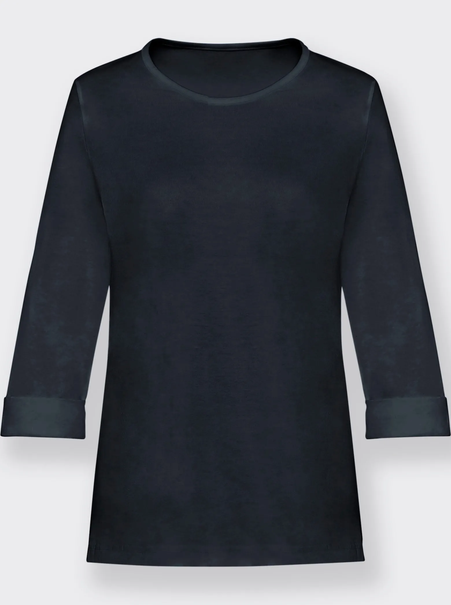 Rundhalsshirt mit 3/4-langen Ärmeln