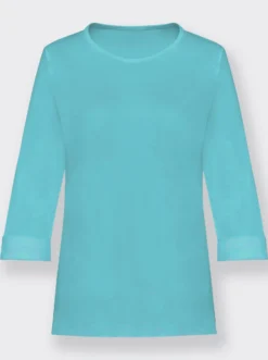 Rundhalsshirt mit 3/4-langen Ärmeln
