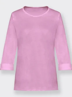 Rundhalsshirt mit 3/4-langen Ärmeln