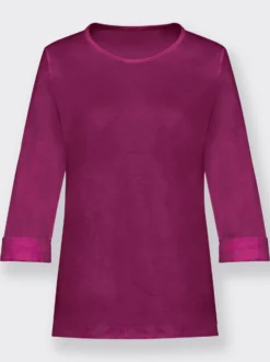Rundhalsshirt mit 3/4-langen Ärmeln