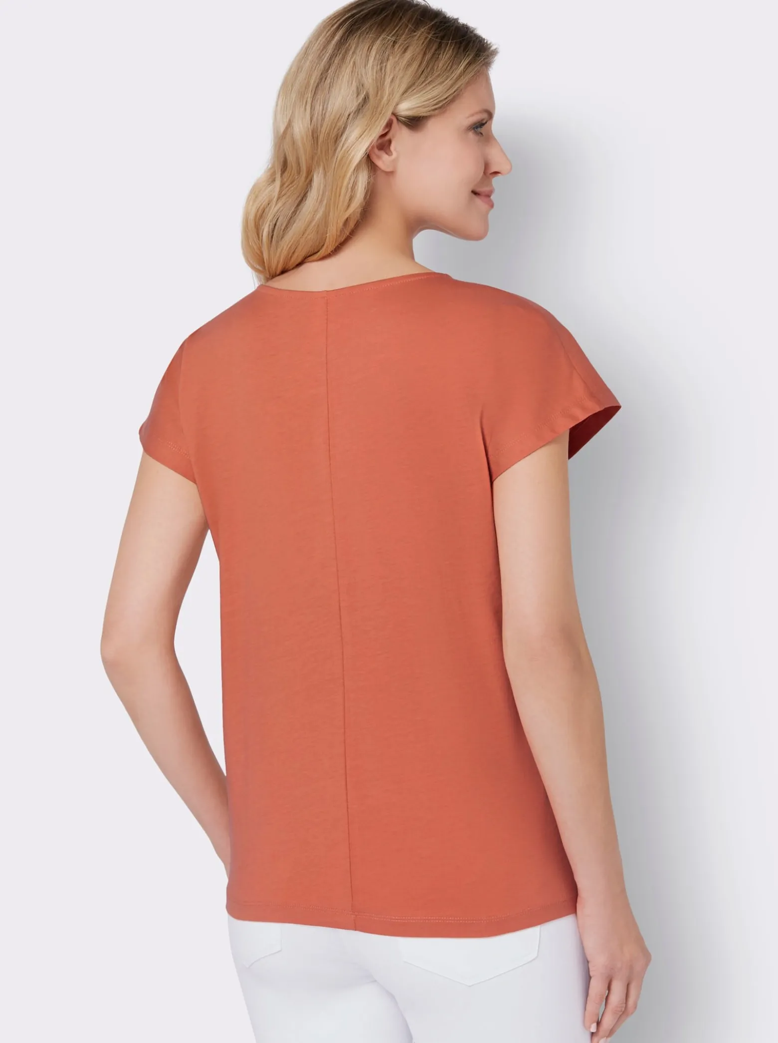 Rundhalsshirt mit Lochstickerei
