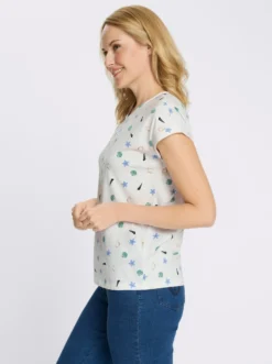 Rundhalsshirt mit maritimem Druckmuster