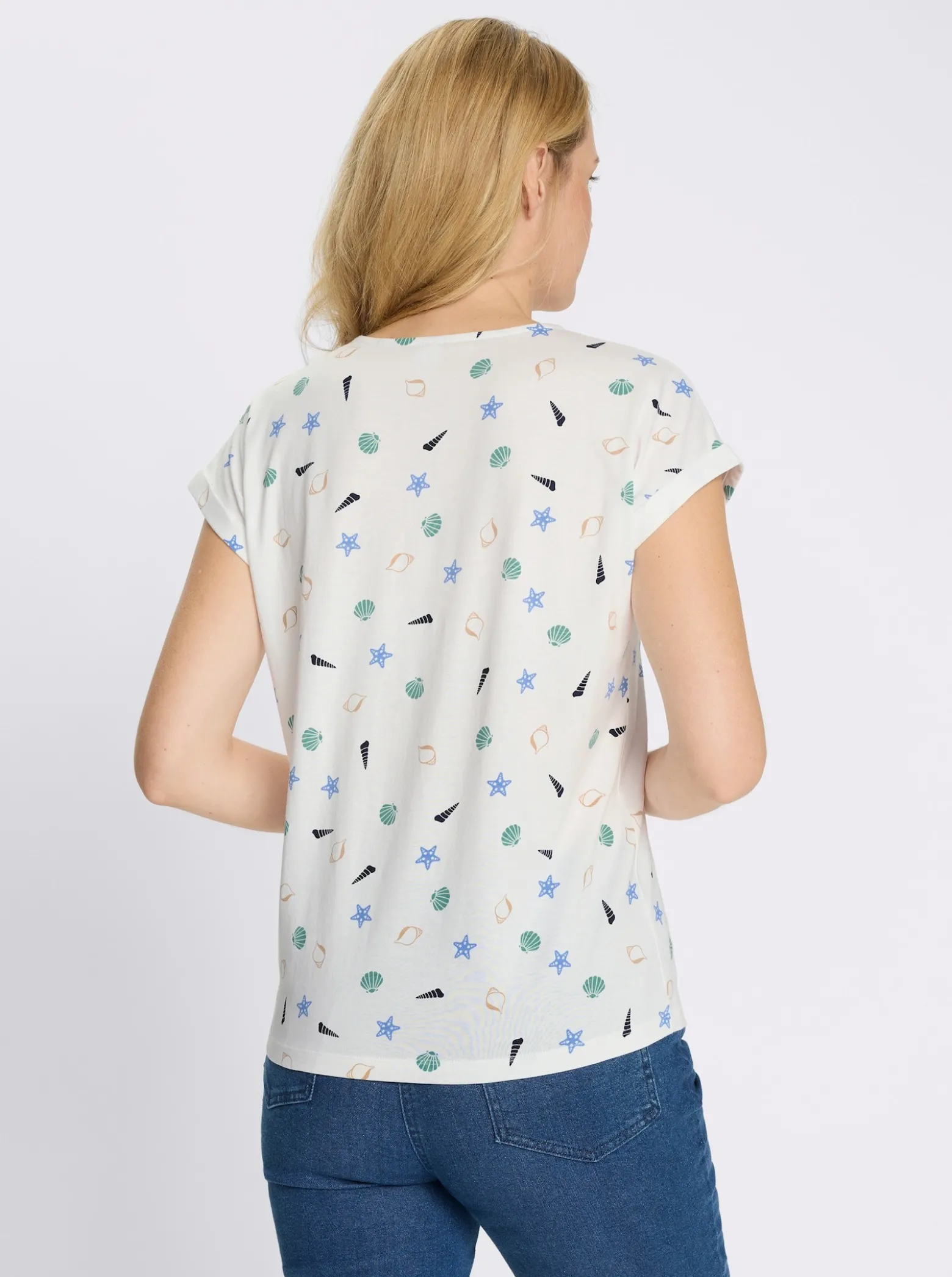 Rundhalsshirt mit maritimem Druckmuster
