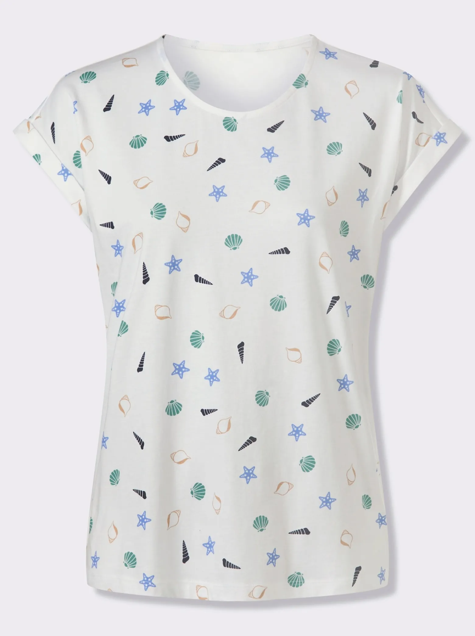 Rundhalsshirt mit maritimem Druckmuster