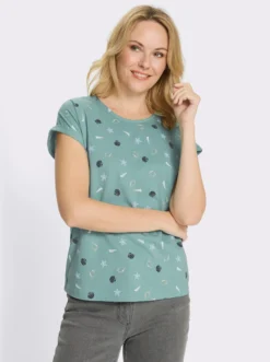 Rundhalsshirt mit maritimem Druckmuster
