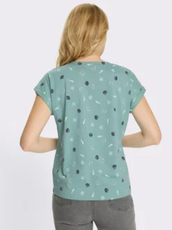 Rundhalsshirt mit maritimem Druckmuster