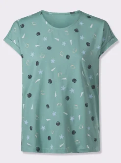 Rundhalsshirt mit maritimem Druckmuster