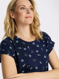 Rundhalsshirt mit maritimem Druckmuster