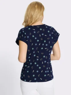 Rundhalsshirt mit maritimem Druckmuster