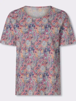 Rundhalsshirt mit Paisley-Muster, Baumwolle