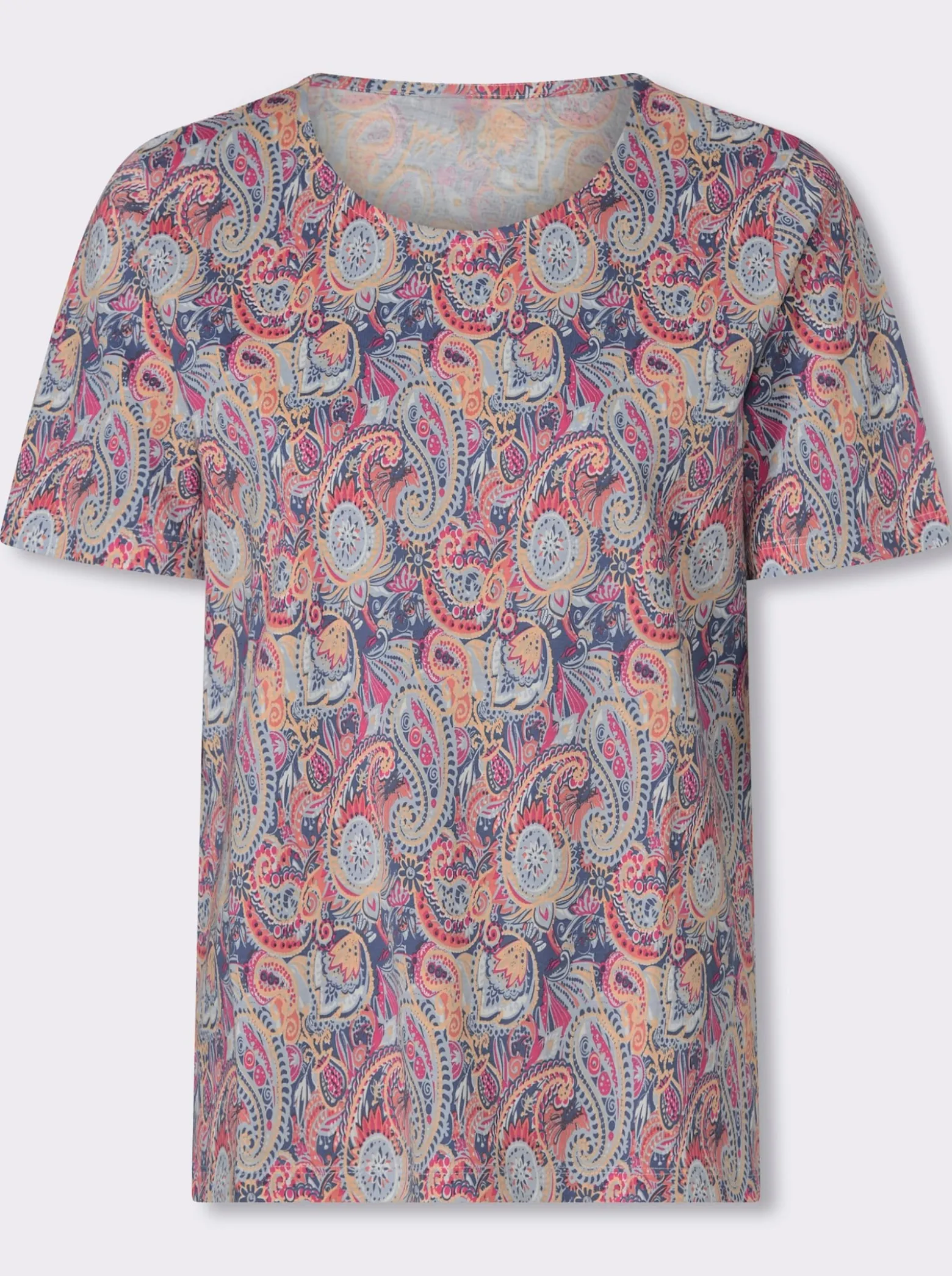 Rundhalsshirt mit Paisley-Muster, Baumwolle